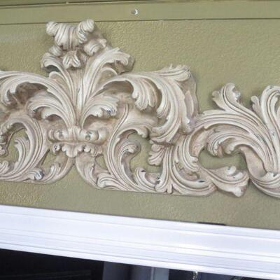B422 -  Wooden Scroll & Leaf Relief Wall Hanging