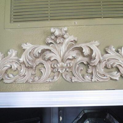 B422 -  Wooden Scroll & Leaf Relief Wall Hanging
