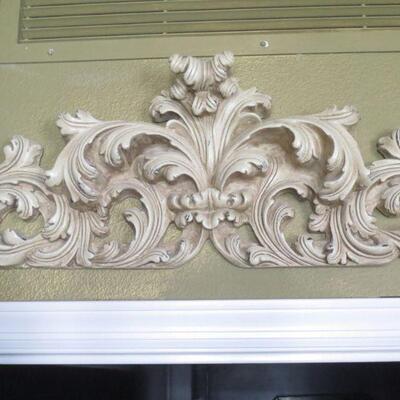 B422 -  Wooden Scroll & Leaf Relief Wall Hanging