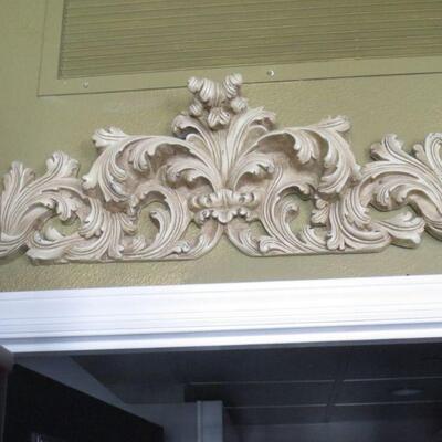 B422 -  Wooden Scroll & Leaf Relief Wall Hanging