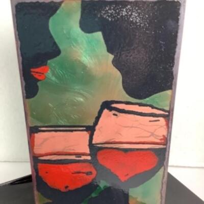 N - 181  Houston Llew Signed Spiritile, Glass on Cooper Collectables 