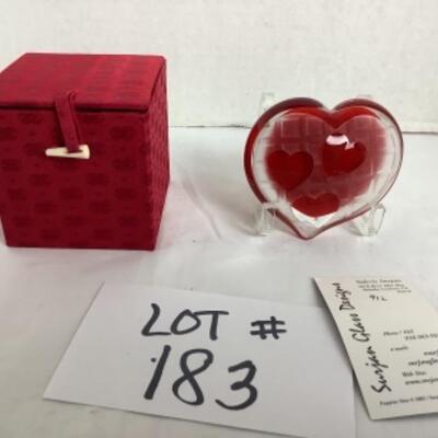 N - 183  Signed / Crafted by Valerie Surjan , Heart Shaped Paper weight 