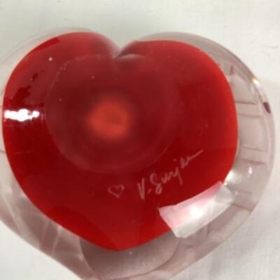 N - 183  Signed / Crafted by Valerie Surjan , Heart Shaped Paper weight 
