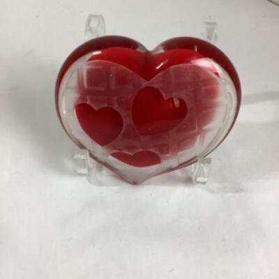 N - 183  Signed / Crafted by Valerie Surjan , Heart Shaped Paper weight 