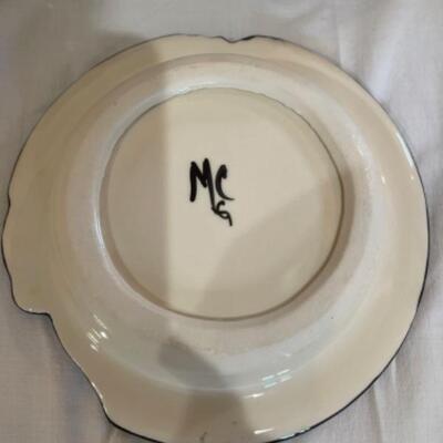 N - 185  Artisan Signed, Cream , Sugar And Bowl Set 