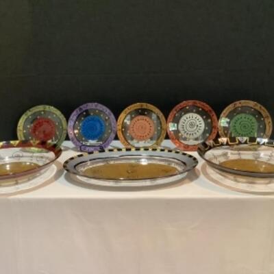 N - 188  Kay Young Painted Glass Art  ( 8 pcs ) 