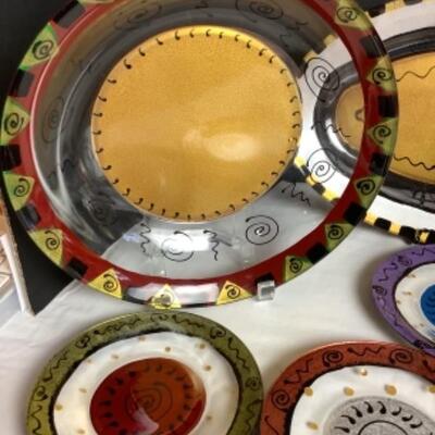 N - 188  Kay Young Painted Glass Art  ( 8 pcs ) 