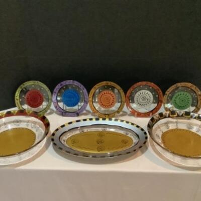 N - 188  Kay Young Painted Glass Art  ( 8 pcs ) 