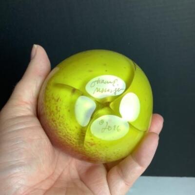 N - 189 Signed / Crafted by Shawn E. Messenger 2016 Pear Paper Weight 