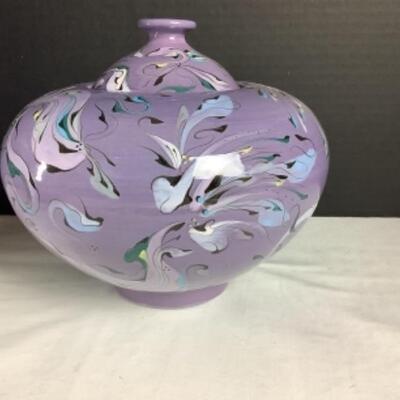 N - 192  Artisan Signed ( Sarah ) Glazed Pottery Jar 