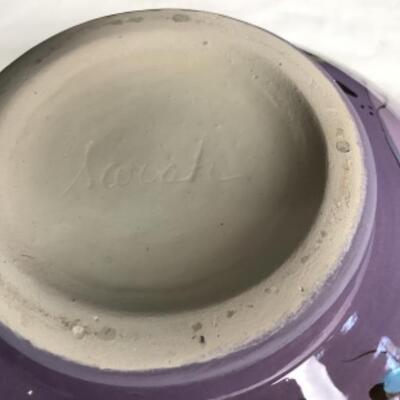 N - 192  Artisan Signed ( Sarah ) Glazed Pottery Jar 