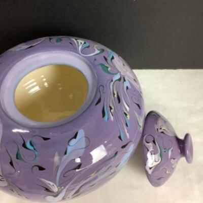 N - 192  Artisan Signed ( Sarah ) Glazed Pottery Jar 