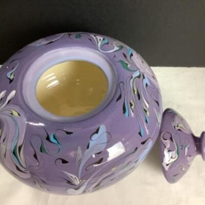 N - 192  Artisan Signed ( Sarah ) Glazed Pottery Jar 