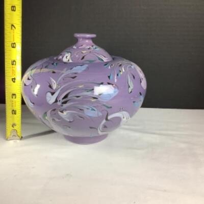 N - 192  Artisan Signed ( Sarah ) Glazed Pottery Jar 