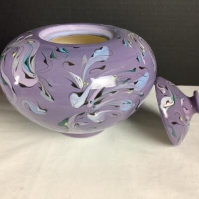 N - 192  Artisan Signed ( Sarah ) Glazed Pottery Jar 