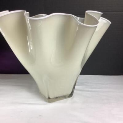 N - 193 Artisan Signed Ruffled Glass Vase 