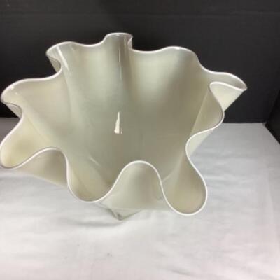 N - 193 Artisan Signed Ruffled Glass Vase 