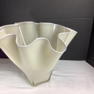 N - 193 Artisan Signed Ruffled Glass Vase 
