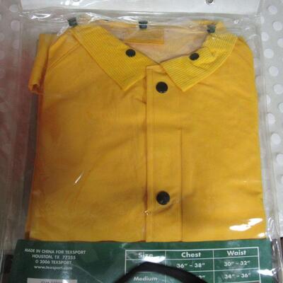 3 PC Laminated PVC Rainsuit Tex Sport Never Used Size Large