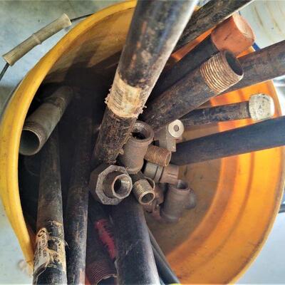 LOT 80 - Assorted pipe, threaded pipe, and fittings , with 2 buckets