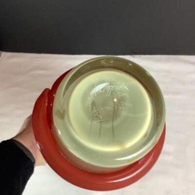 N - 201. Multiple Artisans Signed Hand Blown Glass Vase 