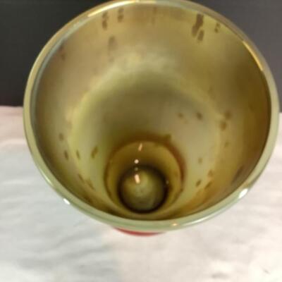 N - 201. Multiple Artisans Signed Hand Blown Glass Vase 