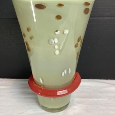 N - 201. Multiple Artisans Signed Hand Blown Glass Vase 