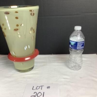 N - 201. Multiple Artisans Signed Hand Blown Glass Vase 