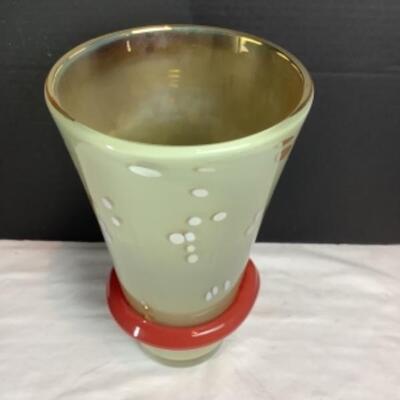 N - 201. Multiple Artisans Signed Hand Blown Glass Vase 