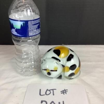 N - 204 Hand Blown Glass Cat Shaped Paper Weight 