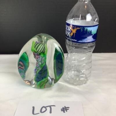 N - 207 Artisan Signed HENRY, & Numbered #204 â€˜97 Hand Blown Glass Paper Weight
