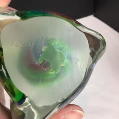 N - 207 Artisan Signed HENRY, & Numbered #204 â€˜97 Hand Blown Glass Paper Weight