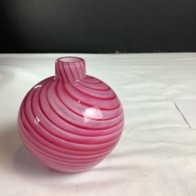 N - 209 Artisan Signed Hand Blown Glass Bud Vase 