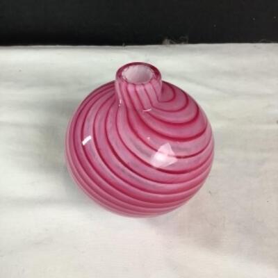 N - 209 Artisan Signed Hand Blown Glass Bud Vase 