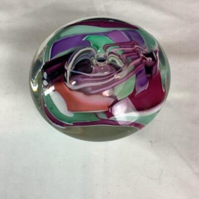 N - 210 Artisan Signed E. Dell / Rlsu  â€˜87 Hand Blown Paper Weight 