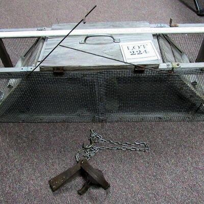 2 Vintage Animal Traps, Large Live Trap, Spring Trap