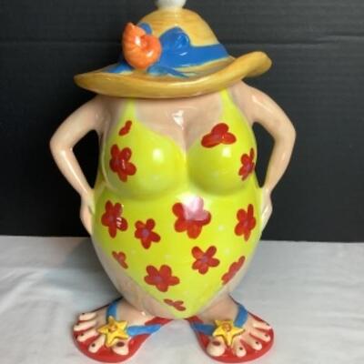N - 235. Fun Beach Lady Ceramic Cookie Jar 