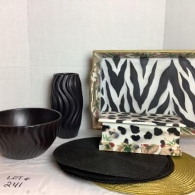 Q241 Dansk Bowl and Animal Print Tray and Box 