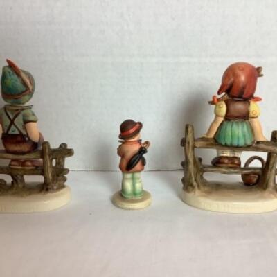 Q254 Set of 3 Hummel Goebel Signed Boy and Girl on Fence with Extra 