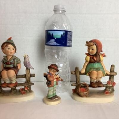 Q254 Set of 3 Hummel Goebel Signed Boy and Girl on Fence with Extra 