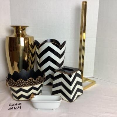 Q264 Lot of Black, White, Gold Bathroom Decor 