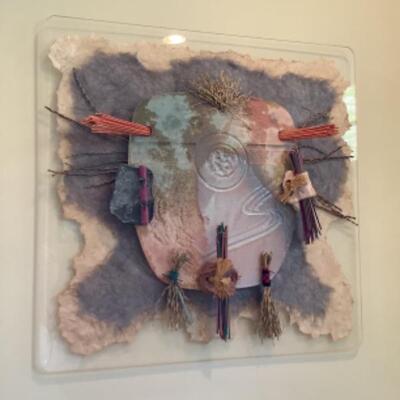 K272 Three Dementional Natural Fiber, Pottery Paper Wall Art by Patricia Littlefield 