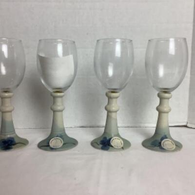 Q273 Follette Pottery Studio Wine Goblets 