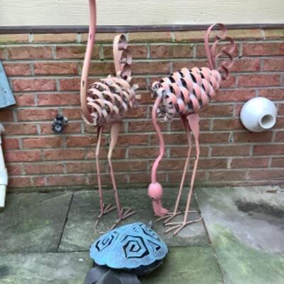 O - 278 Flamingo , Turtle Metal Yard Decor 