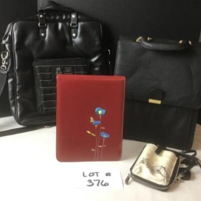 P376 Set of 4pc Travel Laptop Leather Totes/ Covers
