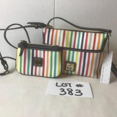 P383 New with Tag Two Piece Dooney & Bourke Multi Striped Ginger Pouchette 