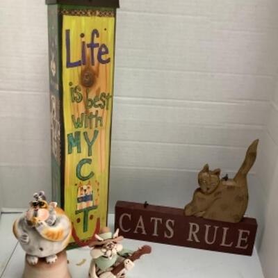 O - 286  Fun Cat Lot  Artisan Signed Items 