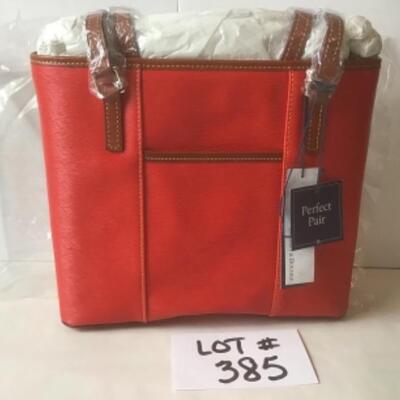 P385 New in Package Dooney & Bourke Red Small Lexington & Frame Leather  Purse 
