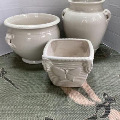 O - 294. Lot ofThree White Planters 