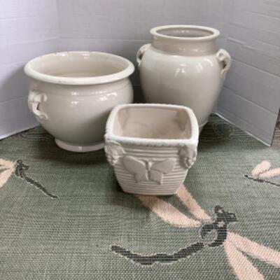O - 294. Lot ofThree White Planters 